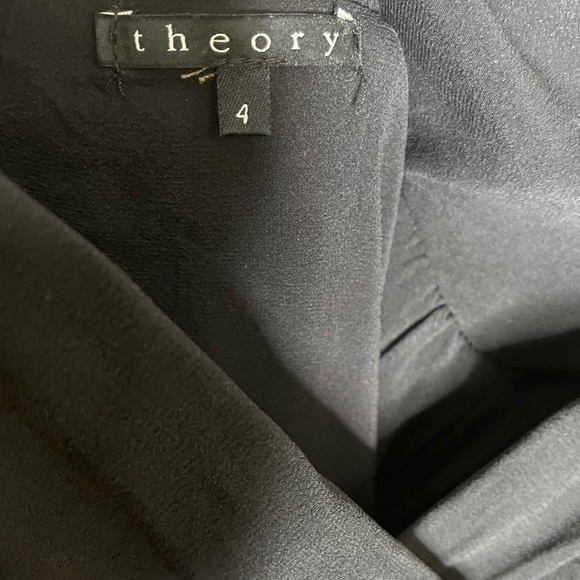 Theory Layna Black Silk Chiffon draped Dress Sz 4 - Picture 5 of 8